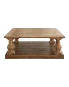 "Cayman" Hamptons Style Recycled Timber Square Coffee Table Natural, 120x120cm