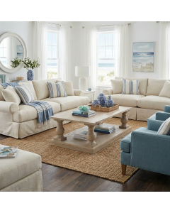 "Cayman" Hamptons Style Square Coffee Table Weathered Oak, 150cmW x 80cmD x 45cmH (RRP $2999)