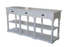 "Southport" Hamptons Style Oak Timber Console Hall Table, Matt White 180cmW x 50cmD x 85cmH (RRP $2499)