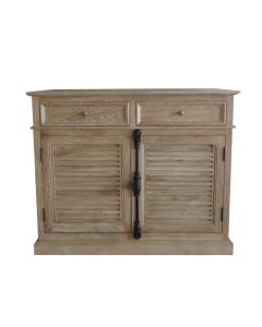 "Nantucket" Hamptons Style 2 Door & 2 Drawer Sideboard Whitewashed Oak, 110cmW x 50cmD x 90cmH (RRP $1999)