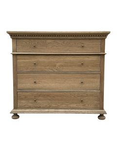 "South Hampton" Hamptons Style Solid Oak Timber 4 Drawer Tallboy, Dark Oak 125cmW x 50cmD x 110cmH (RRP $2799)
