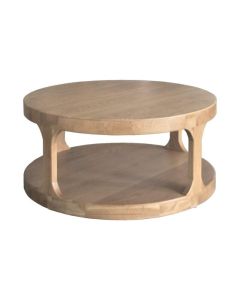 "Hans" Hamptons Style Oak Timber Round Coffee Table, 92cm DIA x 42cmH, Natural Oak (RRP $1299)