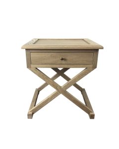 "Isla" Hamptons Style Timber Side Table Weathered Oak, 60cmW x 50cmD x 65cmH (RRP $849)