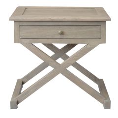 "Isla" Hamptons Style Timber Side Table Weathered Oak, 60cmW x 50cmD x 65cmH (RRP $849)