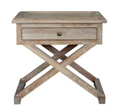 "Isla" Hamptons Style Timber Side Table Whitewashed Oak,  60cmW x 50cmD x 65cmH (RRP $849)