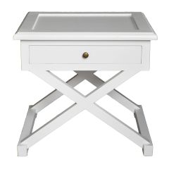 "Isla" Hamptons Style Timber Side Table White,  60cmW x 50cmD x 65cmH (RRP $849)