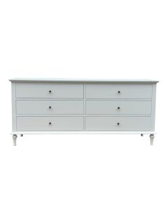 "Hampshire" Hamptons Style Solid Timber 6 Drawer Dresser, White 183cmW x 53cmD x 84cmH (RRP $2999)