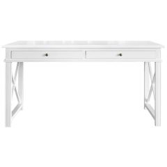 "Noosa" Hamptons Style Solid Timber Desk White, 150cmW x 55cmD x 78cmH (RRP $1499)
