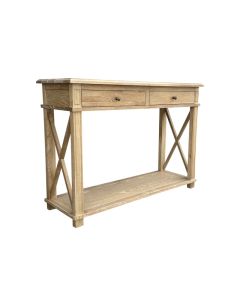 "Noosa" Hamptons Style Solid Timber Hall Table Whitewashed Oak, 110cmW x 40cmD x 80cmH (RRP $1499)