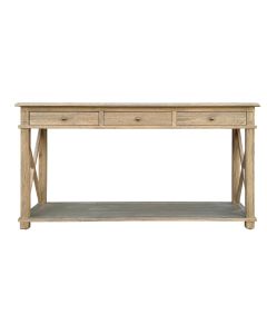 "Noosa" Hamptons Style Solid Timber Hall Table Weathered Oak, 150cmW x 40cmD x 80cmH (RRP $1699)