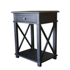 "Noosa" Hamptons Style Solid Timber X-Large Side Table Black, 60cmW x 45cmD x 76cmH (RRP $999)