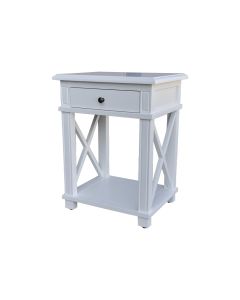 "Noosa" Hamptons Style Solid Timber Side Table White, 50cmW x 40cmD x 65cmH (RRP $899)