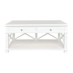 "Noosa" Hamptons Style Solid Timber 2 Drawer Entertainment TV Unit White, 120cm