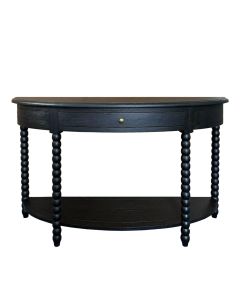 "Bobbin" Hamptons Style Timber Curved Hall Console Table Black, 140cmW x 42cmD x 80cmH (RRP $1899)