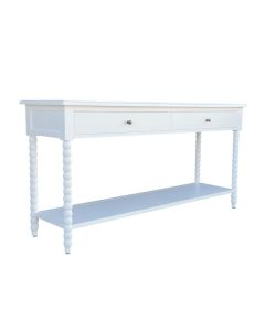 "Bobbin" Hamptons Style Timber Hall Console Table White, 160cmW x 47cmD x 80cmH (RRP $1999)