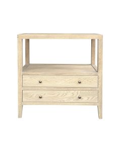 "Daydream" Resort Style Solid Timber 2 Drawer Bedside Table, Weathered Oak 75cm x 45cm x 75cmH (RRP $999)