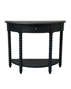 "Bobbin" Hamptons Style Timber Curved Hall Console Table Black, 100cmW x 35cmD x 81cmH (RRP $1299)