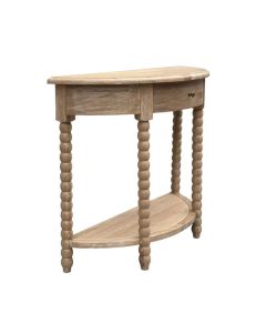 "Bobbin" Hamptons Style Timber Curved Hall Console Table Whitewashed Oak, 100cmW x 35cmD x 81cmH (RRP $1299)