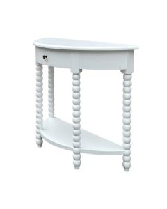 "Bobbin" Hamptons Style Timber Curved Hall Console Table White, 100cmW x 35cmD x 81cmH (RRP $1299)