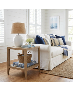 French Contemporary Side Table Weathered Oak, 50cmW x 50cmD x 55cmH (RRP $599)