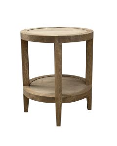French Contemporary Round Side Table Weathered Oak, 46cm x 46cm x 55cmH (RRP $599)