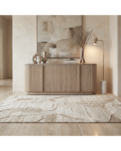 Modern Coastal 4 Door Buffet Sideboard Weathered Oak, 185cm x 53cm x 76cmH (RRP $4999)