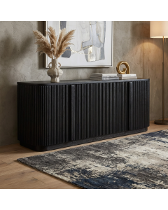 Modern Coastal 4 Door Buffet Sideboard Black Oak, 185cm x 53cm x 76cmH (RRP $4999)