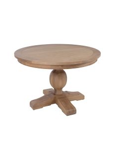 "Bordeaux" Hamptons Style Round Dining Table with Pedestal Base Natural Oak, 120cm (RRP $2999)