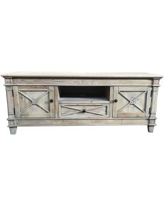 "New Hampshire" Recycled Timber TV Entertainment Unit White Wash, 140cmL x 40cmD x 55cmH (RRP $1299)