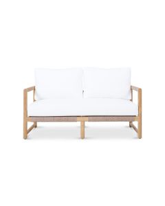 Esperance Solid Teak Frame Outdoor Lounge Sofa Armchair, Sunbrella White Cushion (RRP $3999)