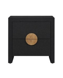 "Lamrock" Bedside Table Grasscloth W45 × D60 × H60 CM Black (RRP $1799)
