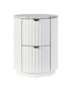 "Raphael" Marble Bedside Table W46 × D46 × H60 cm White (RRP $1299)