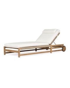 "Esperance Outdoor" Sunlounger Solid Teak & Hyacinth Wicker with Sunbrella Cushion W207.5 × D83 × H36 cm (RRP $3999)