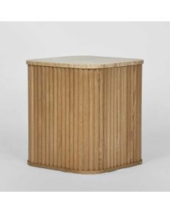 "Travertine Oak" Side Table W45 × D45 × H50 CM Beige (RRP $999)
