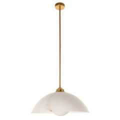 "Bryson" Premium Alabaster Look Pendant Light Large White & Brushed Brass W54 × D54 × H112.5 CM (RRP $999)