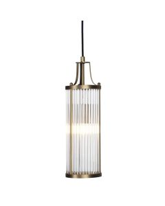"Marlene" Premium Ribbed Glass Pendant Light Antique Brass W12 × D12 × H166 CM (RRP $499)