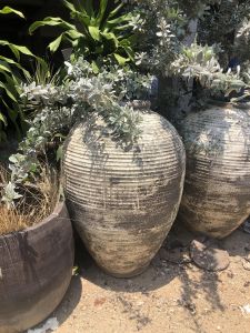 "Limstone Avalon Tall Ribbed Urn" W54 × H105 cm (RRP $1999)