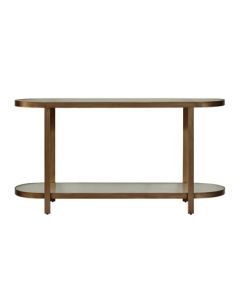 "Linea" Glass Console Table W150 × D45 × H76 CM Antique Brass (RRP $1999)