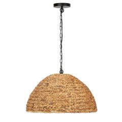 "Teresina" Medium Handwoven Water Hyacinth Pendant Light Natural W61 × D61 × H187 CM (RRP $599)