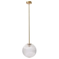 "Baden" Large Ribbed Glass Pendant Light Antique Brass W30 × D30 × H30–120 CM (RRP $499)