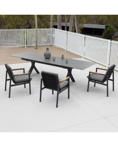 "Carson" Outdoor Extension Dining Table L240–300 × W100 × H75 CM Charcoal