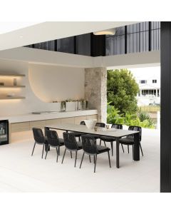 "Rhonda & Arona" 9 Piece Outdoor Dining Setting Black (Floor Stock)