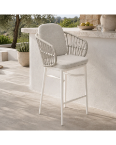 "Ayana" Outdoor Bar Chair W65 × D60.5 × H106.7 CM White/Linen/Stone