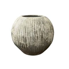 "Limestone Bondi Striated Ball Pot" W56 × H52 cm (RRP $149)