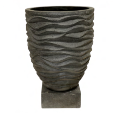 "Stone Wave U Planter w/ Square Base" W60 × H83 cm Stone (RRP $699)