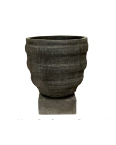 "Stone Hoop Pot w/ Square Base" W60 × H68 cm Stone (RRP $449)