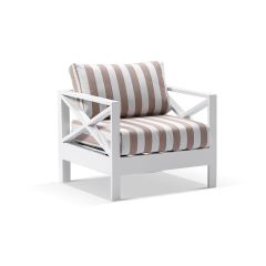 "Montego Bay" Hamptons Style Outdoor Aluminium 1 Seater Armchair with Sunbrella Cushions