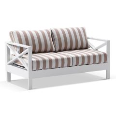 "Montego Bay" Hamptons Style Outdoor Aluminium 2 Seater Lounge with Sunbrella Cushions