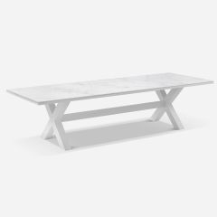 "Montego Bay" Hamptons Style Outdoor Ceramic & Aluminium 3M Dining Table White