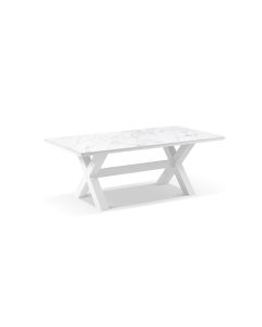 "Montego Bay" Hamptons Style Outdoor Ceramic & Aluminium Dining Table White, L200m x D100cm (RRP $2199)